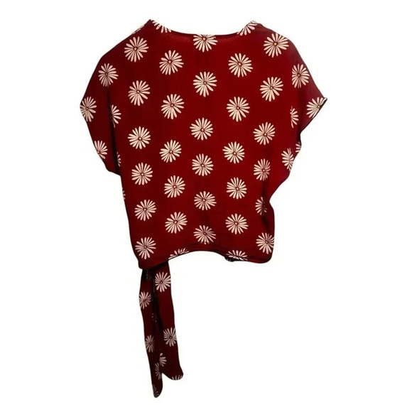 Madewell Daisy Daydream Cropped Cross Wrap Sash Tie Short Sleeve Top S Button - Picture 7 of 10